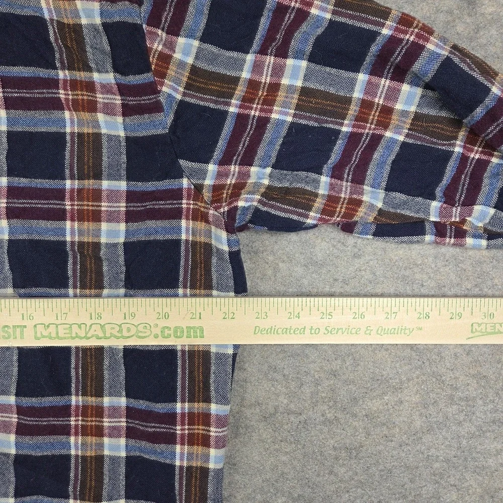Sears Shirt Mens LT Tall Blue Plaid Flannel Button Front Long Sleeve Casual Wool